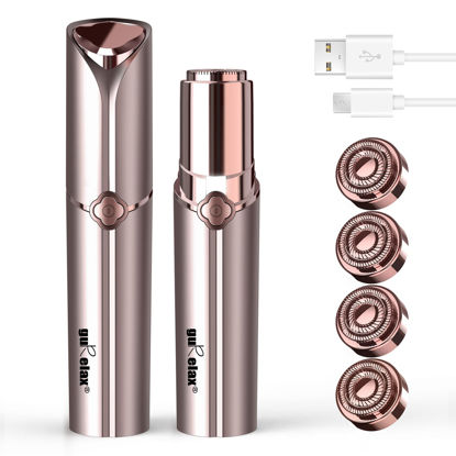 Picture of Hair Removal Device, Facial Hair Removal for Women- GURELAX Womens Hair Remover Painless Face Hair Removal/Shavers for Chin Upper Lip Peach Fuzz-Included 4 x Replacement Heads