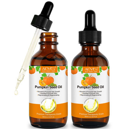 Picture of Pumpkin Seed Oil 2 Pack, Pure Cold Pressed Pumpkin Seed Oil for Dry Damaged Hair Growth, Moisturizing Scalp, Nourishment for All Hair Types
