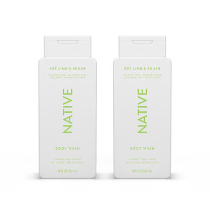Picture of Native Body Wash Contains Naturally Derived Ingredients | For Women & Men, Sulfate, Paraben, & Dye Free Leaving Skin Soft and Hydrating |Key Lime & Sugar 18 oz - 2 Pk