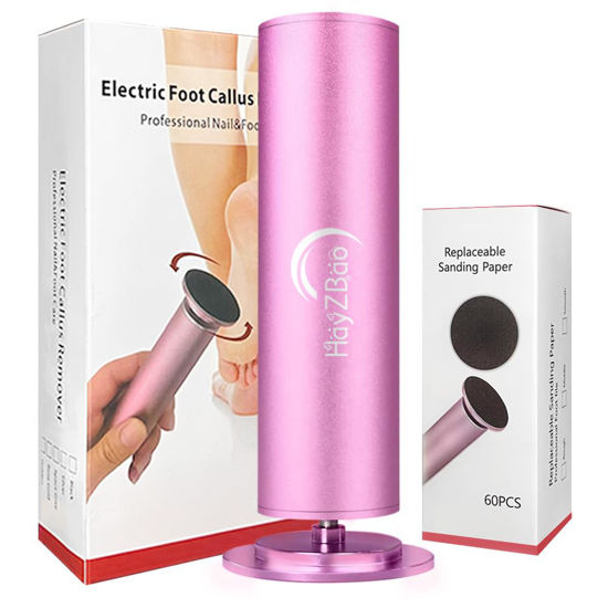 Picture of HayZBao Electric Foot File - Callus Remover for Feet,Adjustable Speed Foot File with 60 Pcs Sandpaper Discs,Professional Pedicure Tool for Dead Skin and Calluses - Matte Purple