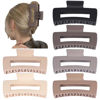 Picture of Sisiaipu 4 Inch Big Hair Claw Clips 6 Pcs Large Claw Clips for Thick Hair Square Hair Clips for Women Rectangle Hair Clips Banana Jaw Clips Hair Accessories for Girls - Chocolate