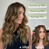 Picture of KooKaStyle Invisible Wire Hair Extensions with Transparent Headband Adjustable Size 4 Secure Clips Long Wavy Highlight Hairpiece 12 Inch Balayage Chocolate Brown to Caramel Blonde for Women