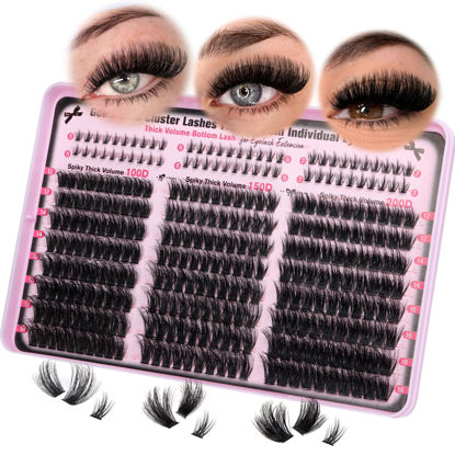 Picture of Goddvenus Lash Clusters Volume Cluster Eyelash Extensions D Curl Waterproof Individual Lashes 240pcs Fluffy Faux Mink Cluster Lashes and 60pcs Bottom Lashes for DIY Eyelash Extension