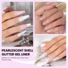 Picture of RARJSM Pearl Gel Liner Nail Art 2 Pcs Set Pearlescent Milky White Light Purple Golden Shell Glitter Swirl Effect Gel Nail Polish 8ml Build in Thin Brush Painted Striper Gel Polish Curing Requires