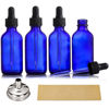 Picture of AOZITA 4 Pack, 2 oz Dropper Bottles with 1 Funnel & 4 Labels - 60ml Thick Dark Blue Glass Tincture Bottles with Eye Droppers - Leakproof Essential Oils Bottles for Health, Personal Care & Beauty