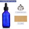 Picture of AOZITA 4 Pack, 2 oz Dropper Bottles with 1 Funnel & 4 Labels - 60ml Thick Dark Blue Glass Tincture Bottles with Eye Droppers - Leakproof Essential Oils Bottles for Health, Personal Care & Beauty