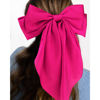 Picture of Velscrun Hair Bows for Women Girls 3Pcs Pink Red Rose Red Silky Satin Large Bows Hair Clip Oversized Hair Ribbons Long Tail Big Bows Hair Accessories