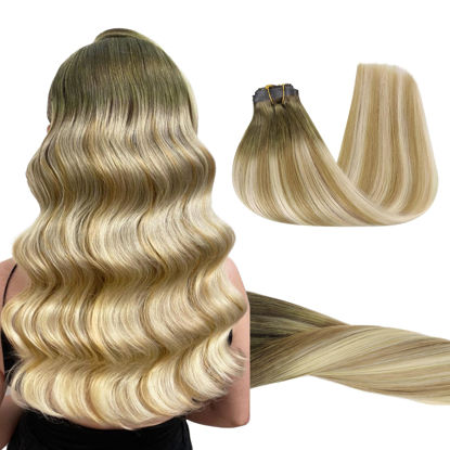 Picture of GOO GOO Clip in Hair Extensions Real Human Hair, Remy Human Hair Extensions Clip ins for Women, Natural Human Hair, 20inch 150g 7Pcs, 5A/90/16F Bahamian Balayage