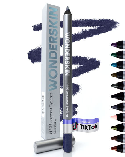 Picture of Wonderskin 1440 Longwear Purple Waterproof Eyeliner Pencil - Sharpenable Eyeliner Pencil and Smudge Proof Blue Purple Eye Liner Pencils (Blueberry)
