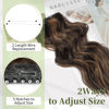 Picture of KooKaStyle Invisible Wire Hair Extensions with Transparent Headband Adjustable Size 4 Secure Clips Long Wavy Highlight Hairpiece 12 Inch Balayage Dark Brown to Chestnut for Women