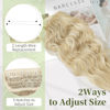 Picture of KooKaStyle Invisible Wire Hair Extensions with Transparent Wire Headband Adjustable Size 4 Secure Clips Long Wavy Hairpiece for Women(Beige Blonde H18/60A 16inch)