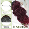 Picture of KooKaStyle Invisible Wire Hair Extensions with Transparent Headband Adjustable Size 4 Secure Clips Long Wavy Highlight Hairpiece 20 Inch Ombre Burgundy mix Black for Women