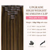 Picture of GOO GOO Clip in Hair Extensions Real Human Hair, Remy Human Hair Extensions Clip ins for Women, Natural Human Hair, 16inch 130g 7Pcs, 2C/4E/6C Brown Sugar Swirl Highlights