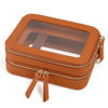 Picture of Prite Christmas Gifts Large Clear Makeup Bag Double Layer Makeup Bag for Women Travel Toiletry Bag Cosmetic Train Case with a Separate Brush Compartment for Car Essentials(Brown)