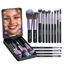 Picture of BS-MALL Travel Makeup Brush Set Foundation Powder Concealers Eye Shadows Makeup Set with LED light Mirror 14 Pcs (Purple)