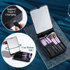 Picture of BS-MALL Travel Makeup Brush Set Foundation Powder Concealers Eye Shadows Makeup Set with LED light Mirror 14 Pcs (Purple)