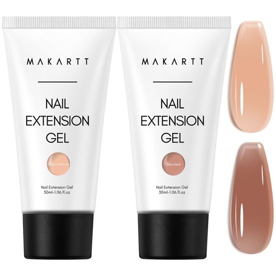 Picture of Makartt Poly Nail Gel Set: Nude & Dark Almond Gel Builder for Extension Neutral Colors Nail Strengthener 3D Diy Hard Gel for Nails Manicures Home Salon-2PCs 30ML