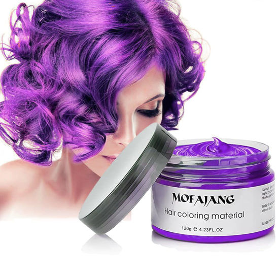 Picture of Purple Temporary Hair Color,Purple Hair Spray,Natural Hair Color Wax,Hair Wax Color Spray 4.23 Ounces,Hair Wax Dye for Christmas Parties,Role Playing and Halloween(Purple)