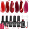 Picture of Beetles Red Gel Nail Polish Set, 6 Colors Cat Eye Glitter Burgundy Red Dark Bright Red Jelly Nail Polish Red Revival Set with Magnet, Soak Off LED Nail DIY Salon at Home Valentines Gifts for Women