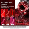 Picture of Beetles Red Gel Nail Polish Set, 6 Colors Cat Eye Glitter Burgundy Red Dark Bright Red Jelly Nail Polish Red Revival Set with Magnet, Soak Off LED Nail DIY Salon at Home Valentines Gifts for Women