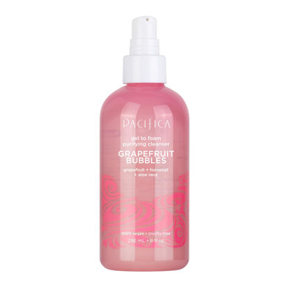 Picture of Pacifica Grapefruit Bubbles Gel to Foam Purifying Cleanser, Gentle Face Wash For Removing Impurities & Excess Oil, Vegan & Cruelty-Free, 8 Fl Oz