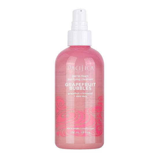 Picture of Pacifica Grapefruit Bubbles Gel to Foam Purifying Cleanser, Gentle Face Wash For Removing Impurities & Excess Oil, Vegan & Cruelty-Free, 8 Fl Oz