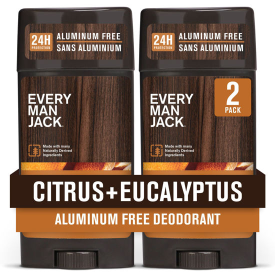 Picture of Every Man Jack Citrus + Eucalyptus Men’s Deodorant - Stay Fresh with Aluminum Free Deodorant For all Skin Types - Odor Crushing, Long Lasting, with Naturally Derived Ingredients - 3oz (2 Pack)