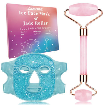 Picture of ZNÖCUETÖD Ice Face Roller Facial Jade Roller and Ice Face Mask Cold Cooling Gel Mask Gift Set for Women Face Aging Wrinkles Lifting Firming Puffy Eyes, Eye Face Neck Roller Massager SPA Tools