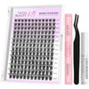 Picture of VEYESBEAUTY Lash Clusters Kit Individual Eyelash Extensions Thin & Invisible Band DIY False Eyelashes Newbie's Five-Second Series Wispy Lash Tray, Bomb KIT with Bond&Seal Remover Applicator