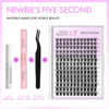 Picture of VEYESBEAUTY Lash Clusters Kit Individual Eyelash Extensions Thin & Invisible Band DIY False Eyelashes Newbie's Five-Second Series Wispy Lash Tray, Bomb KIT with Bond&Seal Remover Applicator