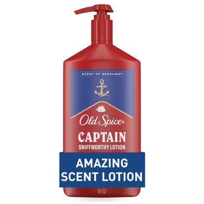 Picture of Old Spice Hand and Body Lotion for Men with All Skin Types, 24/7 Lightweight Moisturization with Amazing Scent, Instant Absorbtion, Captain with Bergamot Scent, 16 oz
