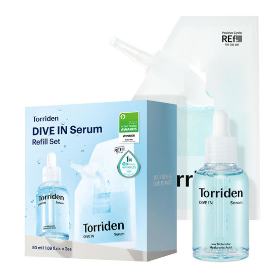Picture of Torriden DIVE IN Serum 1.69 fl oz + refill pouch 1.69 fl oz | Deep Hydration to Get Glow Skin | Hyaluronic Acid, Panthenol, Allantoin | Korean Facial Serum