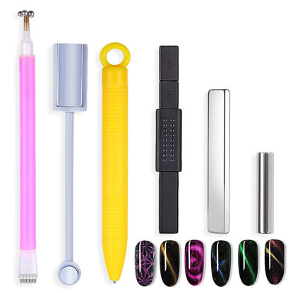 Picture of SILPECWEE 6Pcs Nail Magnet 3d Cat Eye Magnet for Nails Dual-Ended Magnetic Stand Nail Polish Pens Nail Design Tools Nail Art Accessories for DIY& Salon