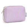 Picture of Narwey Small Striped Makeup Bag for Purse Mini Cosmetic Bag Travel Makeup Pouch Zipper Pouch Cute Make up Bags with Compartments for Women Girls (Purple Stripe, Small)