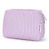 Picture of Narwey Striped Makeup Bag Travel Cosmetic Bag Organizer Toiletry Bag Make Up Bags with Compartments for Women Girls (Large, Purple Stripe)