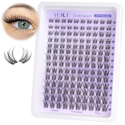 Picture of ALICE Natural Lash Clusters Lash Extensions Invisible Band Waterproof 8-16mm Curl Cluster Eyelash Extensions Wispy Eyelash Clusters Individual Lashes Cluster Lashes