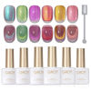 Picture of GAOY Cat Eye Gel Nail Polish Set with Magnet for Pink Green Glitter Holographic Cat Eye, Salon Gel Manicure and Nail Art DIY at Home, Brilliant Fireworks