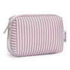 Picture of Narwey Small Striped Makeup Bag for Purse Mini Cosmetic Bag Travel Makeup Pouch Zipper Pouch Cute Make up Bags with Compartments for Women Girls (Dusty Rose Stripe, Small)