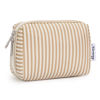 Picture of Narwey Small Striped Makeup Bag for Purse Mini Cosmetic Bag Travel Makeup Pouch Zipper Pouch Cute Make up Bags with Compartments for Women Girls (Brown Stripe, Small)