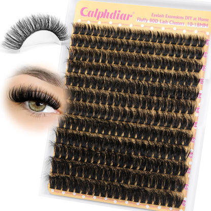 Picture of calphdiar Fluffy Lash Clusters 80D Eyelash Clusters Thick Volume Cluster Eyelash Extensions D Curl Individual Lashes Clusters 10-18mm Wispy Eyelashes Individual 240pcs DIY Lash Extension for Beginners