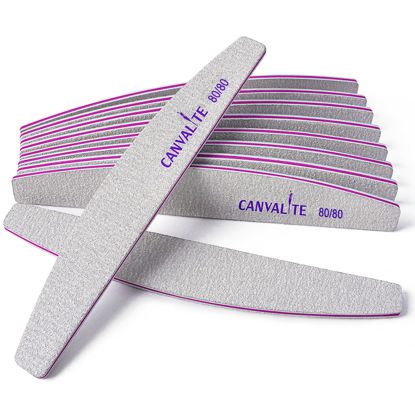 Picture of Canvalite 10pcs 80/80 Grit Nail Files for Acrylic Nails Emery Board Nail Styling Tools for Home and Salon Use