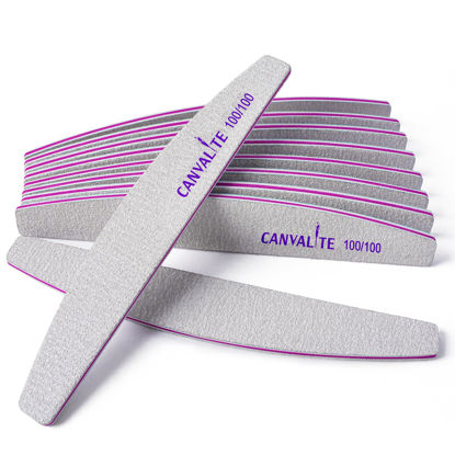 Picture of Canvalite 10pcs 100 Grit Nail Files for Acrylic Nails Emery Board Nail Styling Tools for Home and Salon Use