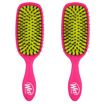 Picture of Wet Brush Shine Enhancer Hair Brush, Pink - Exclusive Ultra-soft IntelliFlex Bristles - Natural Boar Bristles for All Hair Types - For Women and Men, Wet and Dry Hair (Pack of 2)