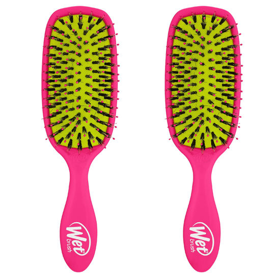 Picture of Wet Brush Shine Enhancer Hair Brush, Pink - Exclusive Ultra-soft IntelliFlex Bristles - Natural Boar Bristles for All Hair Types - For Women and Men, Wet and Dry Hair (Pack of 2)