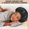 Picture of 2Pcs Silk Bonnet for Sleeping, Satin Hair Bonnets, Soft Elastic Band Silk Sleep Cap, Hair Wrap for Women(Black Peacock Blue)