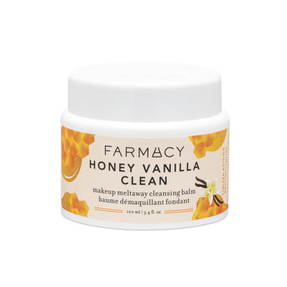 Picture of Farmacy Makeup Remover Cleansing Balm - Honey Vanilla Waterproof Makeup Remover & Oil Based Cleanser - Gentle Exfoliating Double Cleanser - Melts From Balm to Milky Lather (100ml)