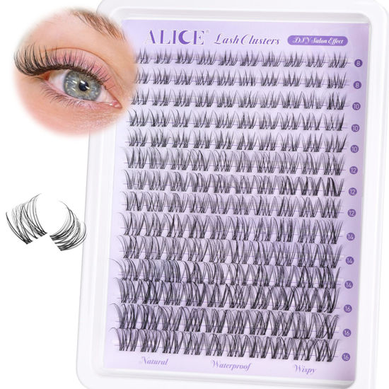 Picture of Wispy Lash Clusters Invisible Band Natural Lash Extensions Waterproof 8-16mm Cluster Eyelash Extension D Curl DIY Individual Cluster Lashes by ALICE