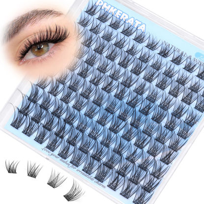 Picture of PHKERATA Natural Eyelash Clusters Wispy Lashes Clusters C Curl 110 pcs Cluster Eyelash Extensions DIY 3D Individual Lashes with Soft Lash Band, 10-16 mm Mix