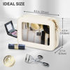 Picture of Prite Clear Makeup Bag Cosmetic Organizer Case Waterproof Travel Toiletry Bag Skincare Pouch with Golden Zipper(Beige)