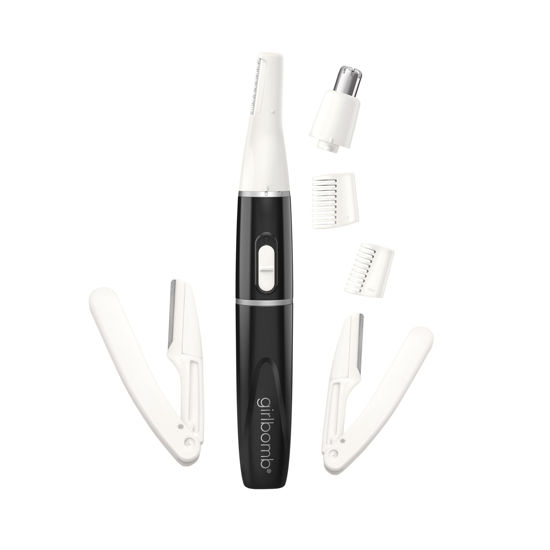 Picture of Conair GIRLBOMB All-in-1 Facial Hair Trimmer for Women - 9 Piece Kit with 2 Dermablades - Perfect for Face, Ear/Nose and Eyebrows - Battery-Powered